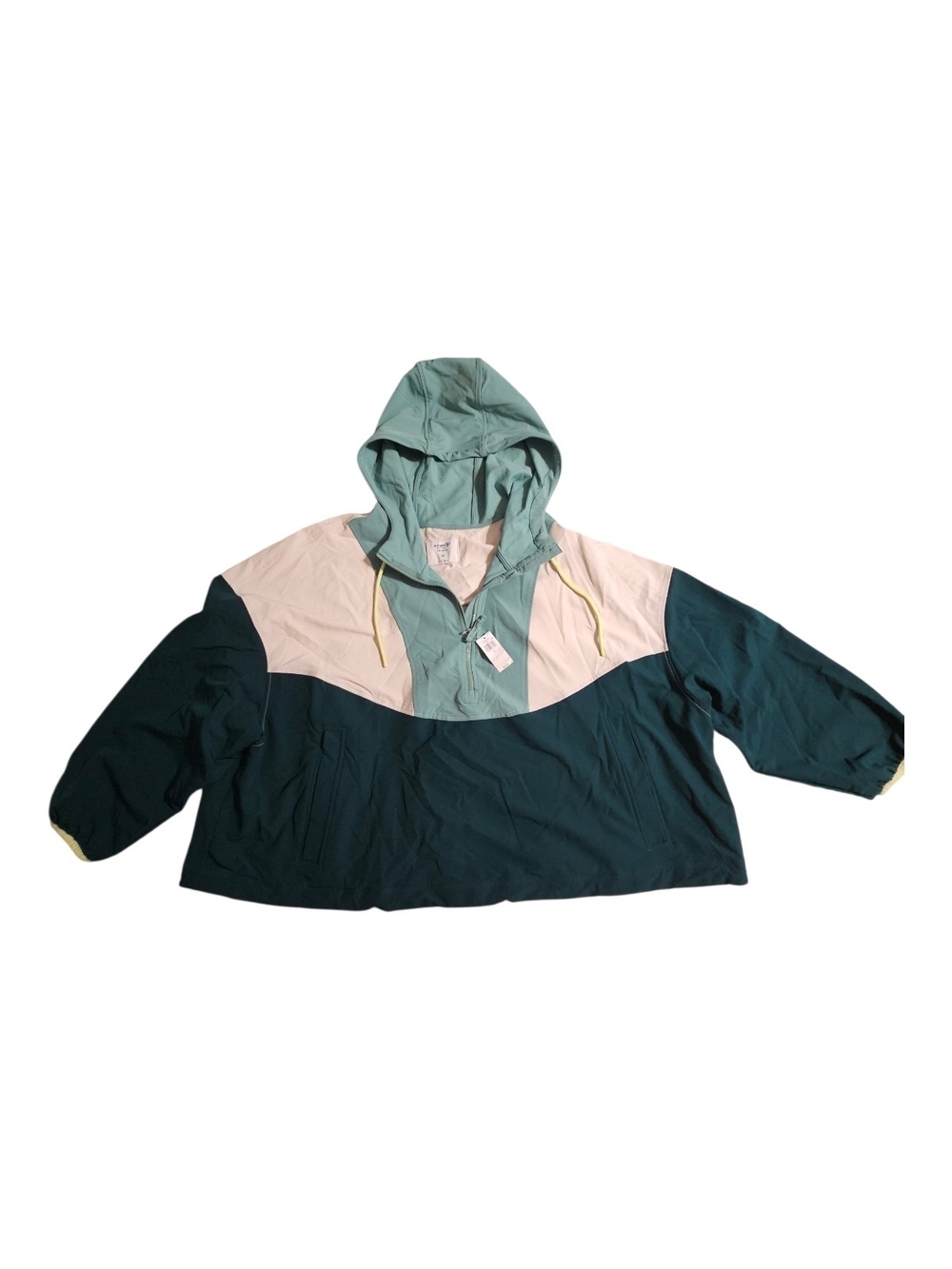 Old Navy Teal, Light Mint & Cream Colorblock Hooded Windbreaker